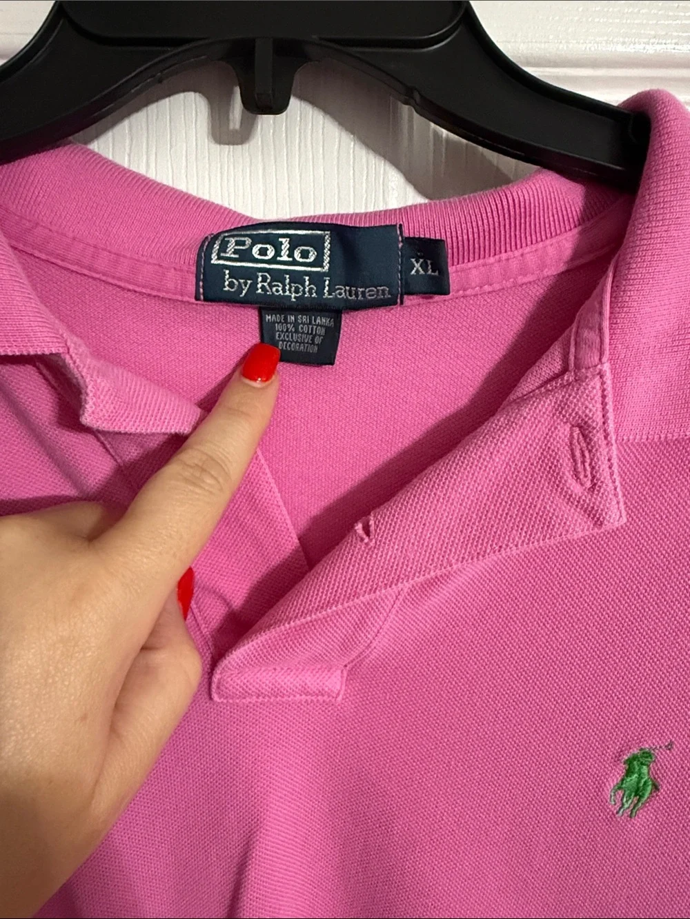 Polo by Ralph Lauren Men’s Bright Pink Polo with Green Pony